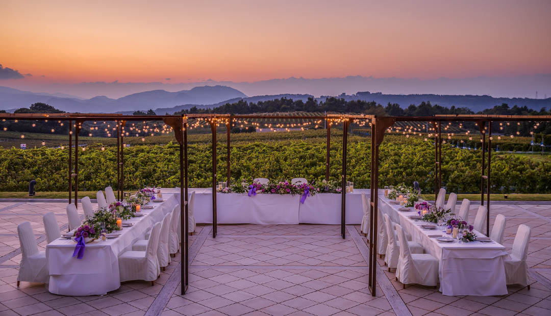 Wedding venue at sunset